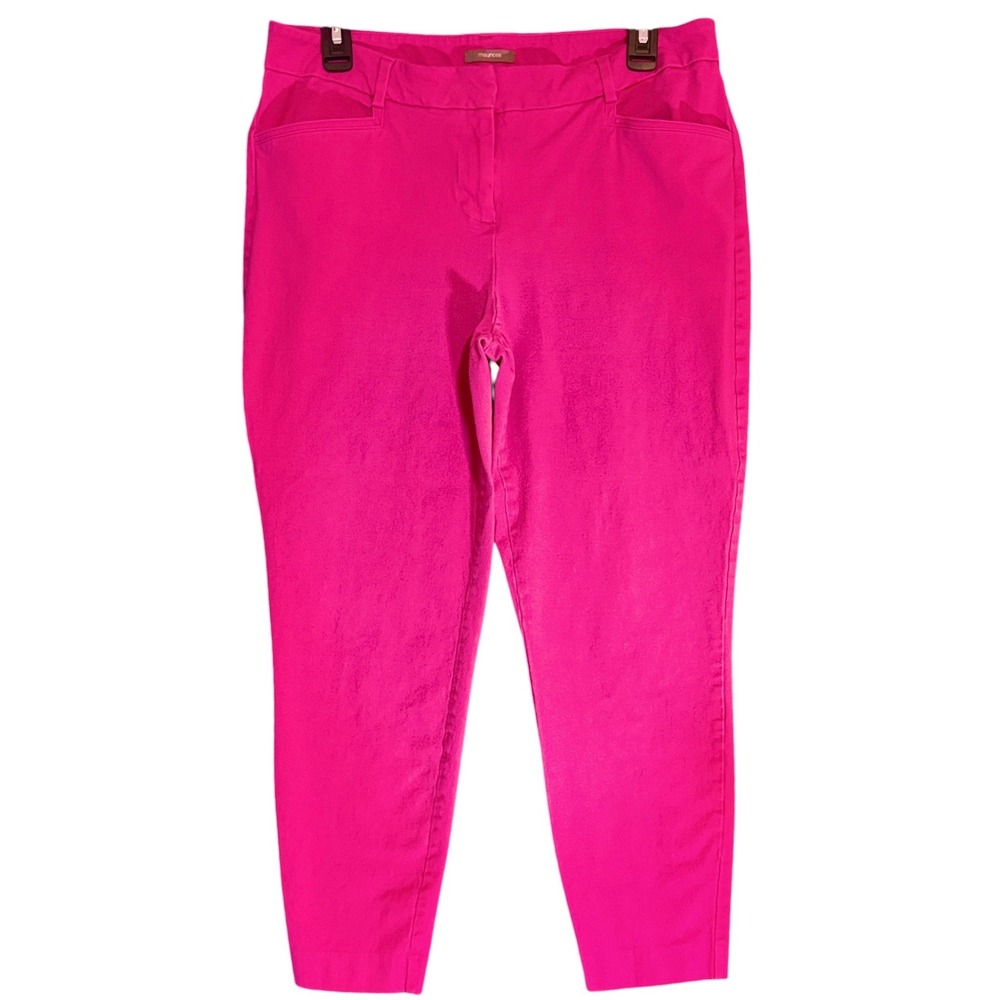 Maurices Hot Pink Pants 13/14 REG Slim Straight Stretch Cotton Y2K Barbiecore